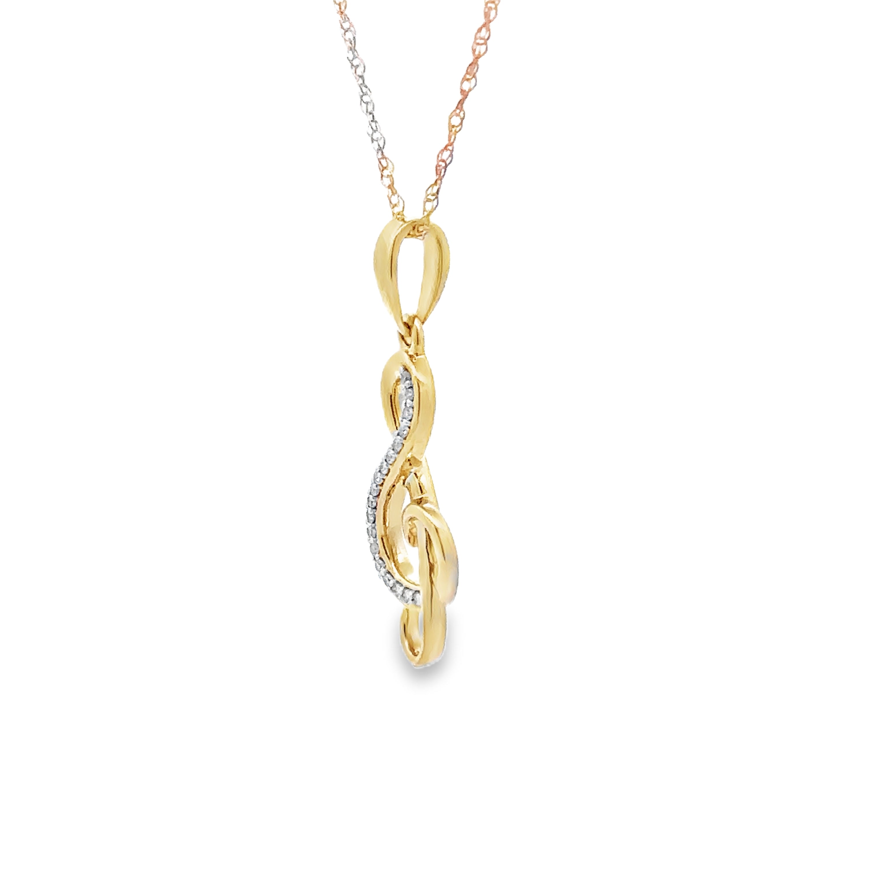 10K Yellow Gold 1/20CT. Diamond Treble Clef Pendant Necklace