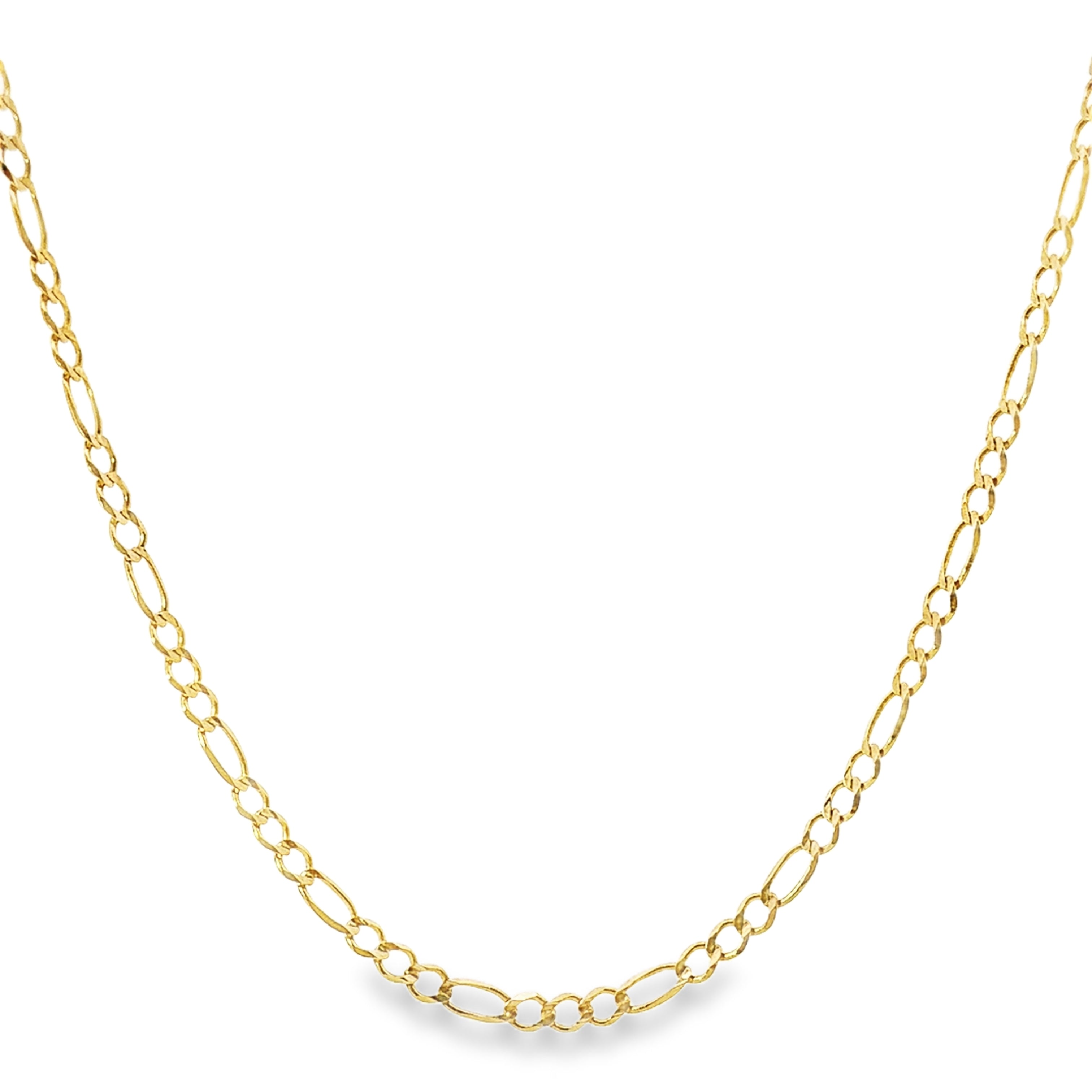 10K Yellow Gold 4.65MM 22" Solid Figaro Link Chain on white background.