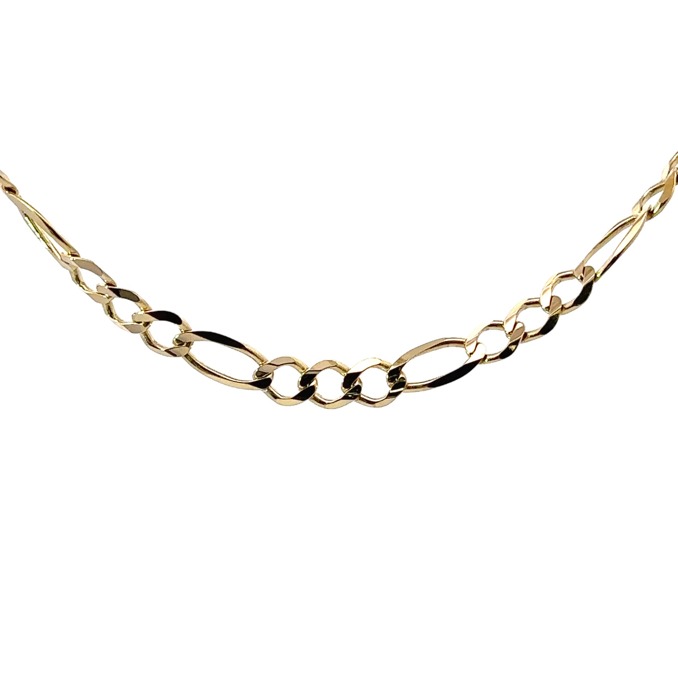 10K Yellow Gold 7.1MM Solid Figaro 22" Chain