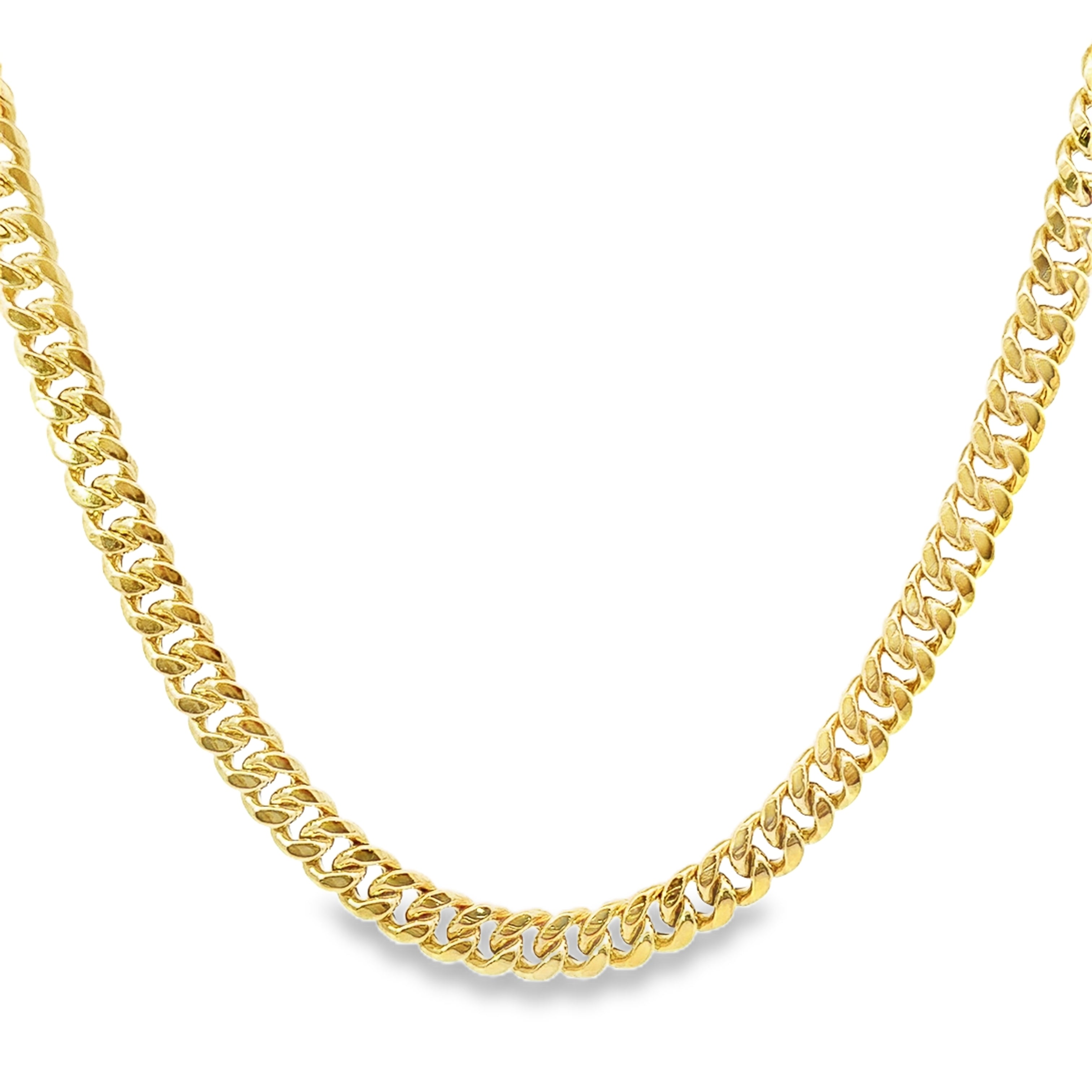 10K Yellow gold 8.8MM Semi-Solid Miami Cuban Link 22" on a white background