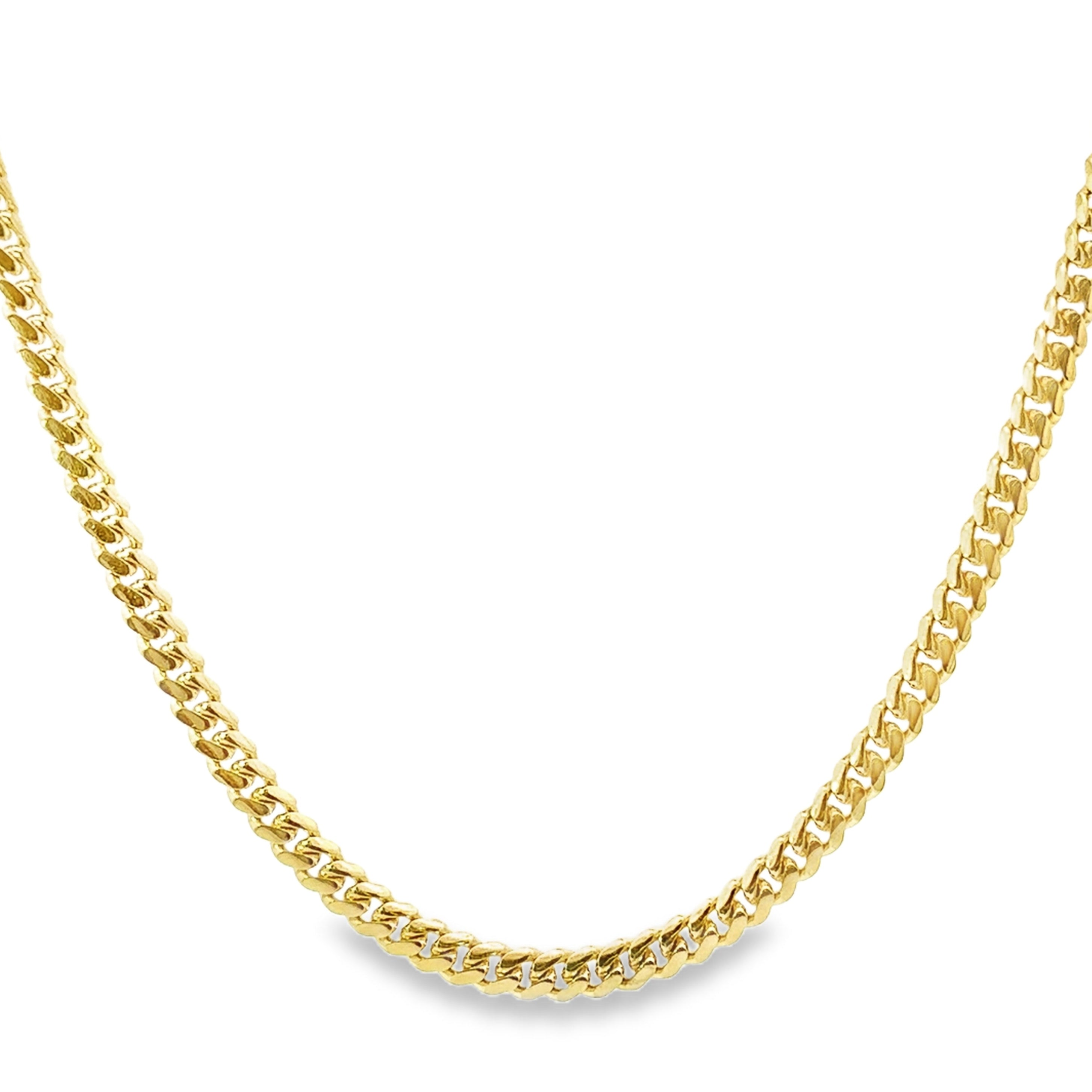 10K Yellow Gold 6.1MM Solid 22" Miami Cuban Link Chain on white background.