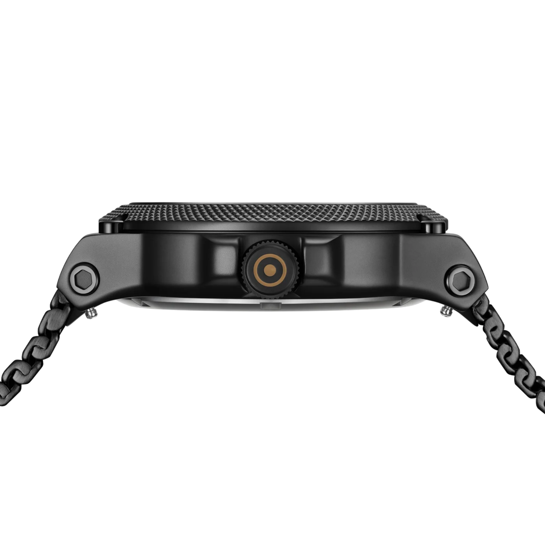 Black watch with chain strap on a white background