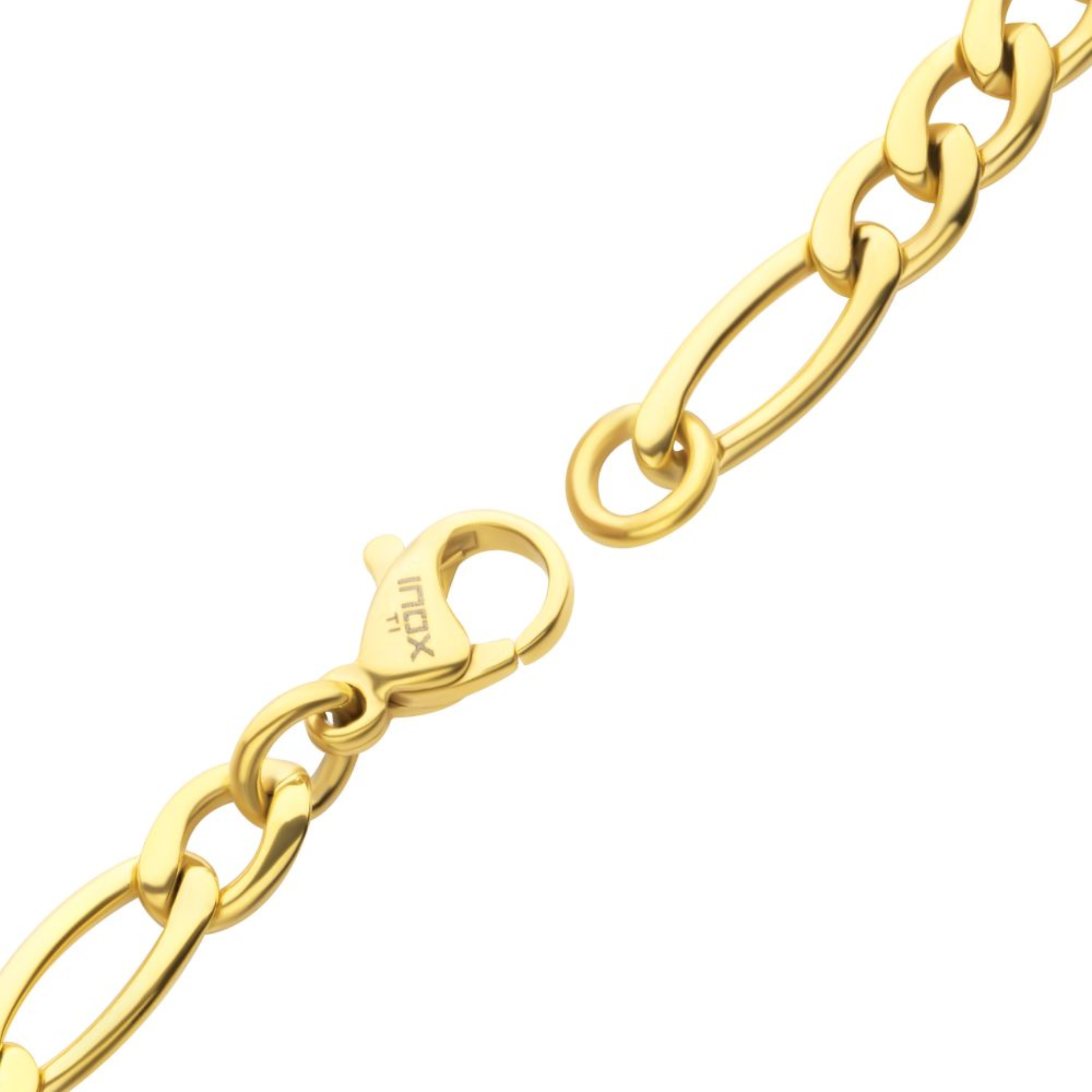 INOX 4.7mm 18Kt Gold IP Titanium Figaro Chain Bracelet