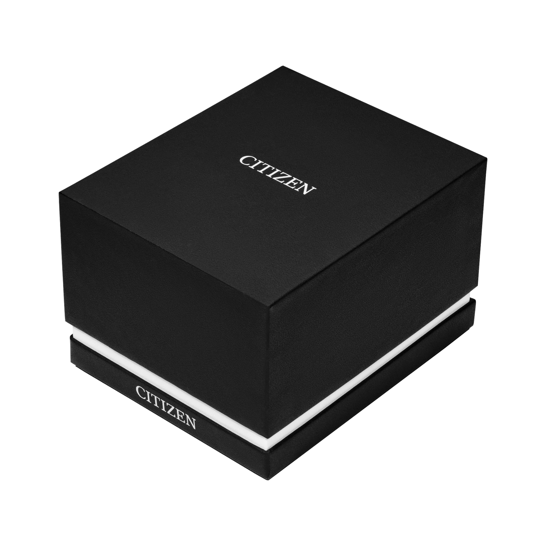Black Citizen watch box on a light gray background
