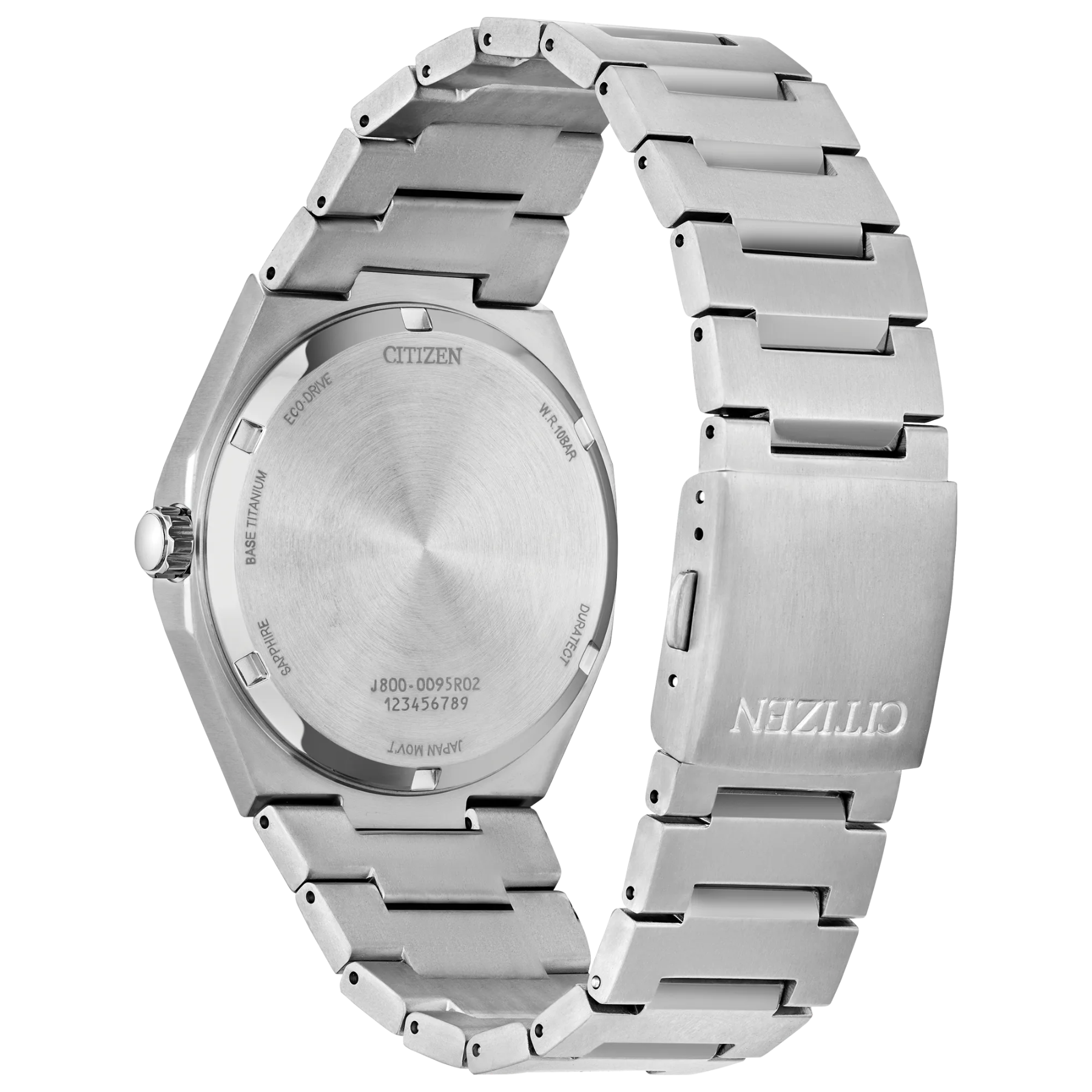 Silver Citizen watch with metal band on a white background