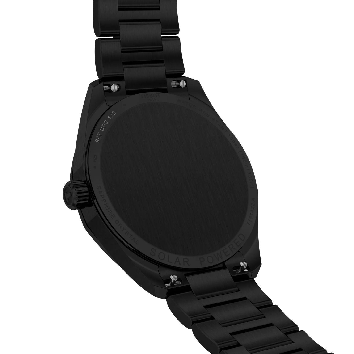 Black watch with a metallic band on a white background