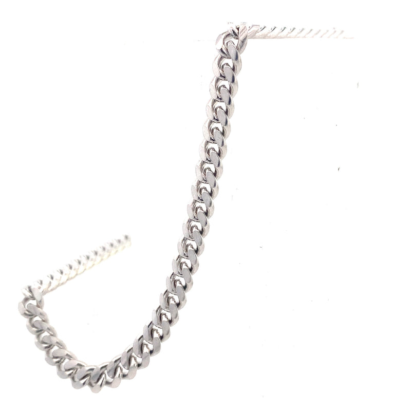 Sterling Silver Polished 4.5MM Curb Chain 8.5" Bracelet with Tennis Clasp