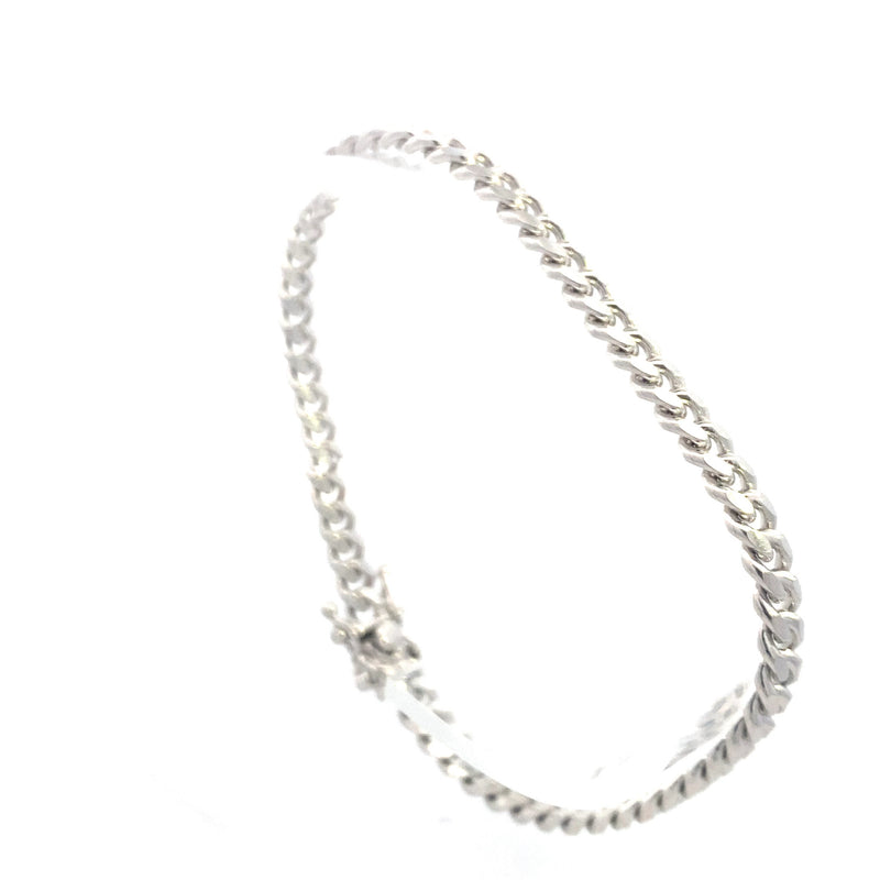 Sterling Silver Polished 4.5MM Curb Chain 8.5" Bracelet with Tennis Clasp