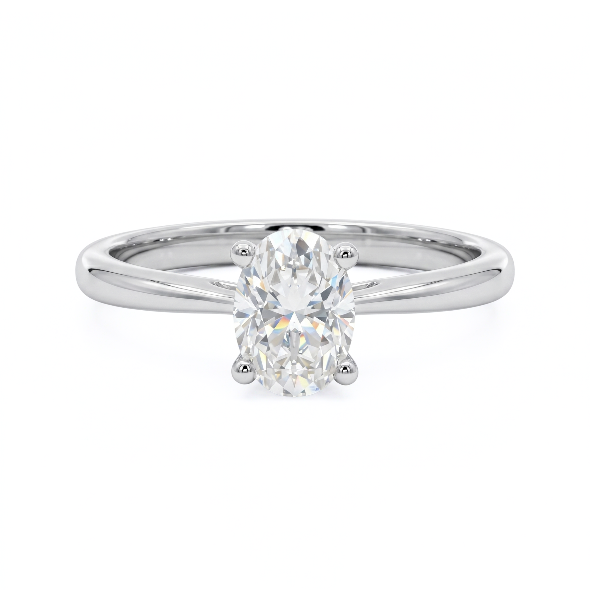 10K White Gold 1CT. Oval-Cut Moissanite Solitaire Engagement Ring