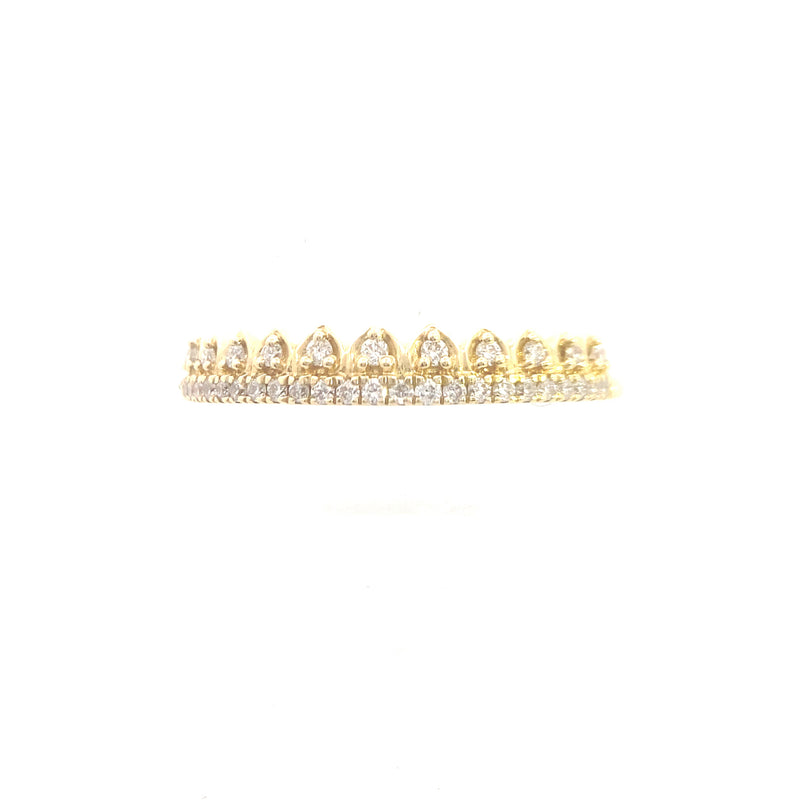 14K Yellow Gold 1/6CT. Diamond Double Row Tiara Wedding Band