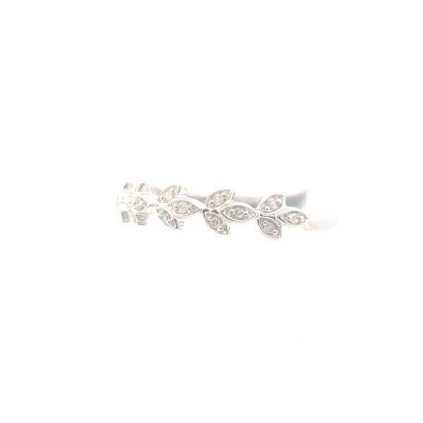 10K White Gold 1/20CT. Diamond Leaf Marquise-Style Wedding Band