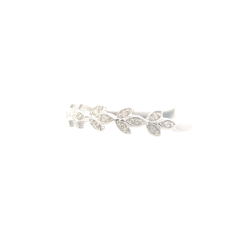 10K White Gold 1/20CT. Diamond Leaf Marquise-Style Wedding Band
