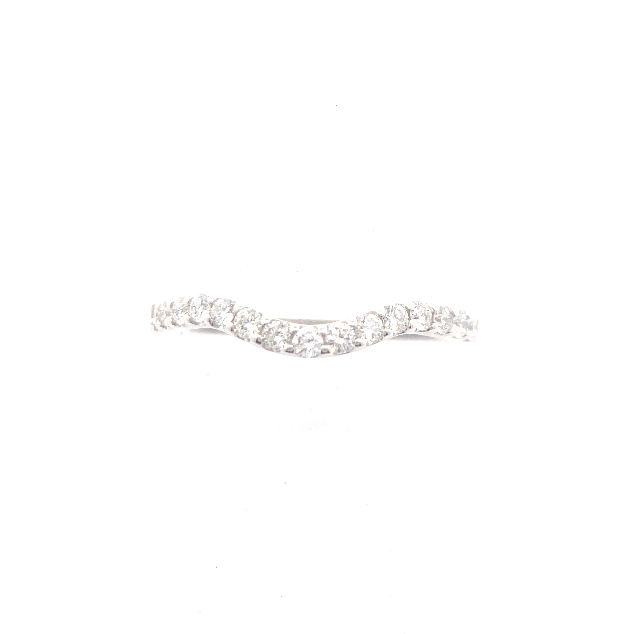 14K White Gold 1/3CT. Diamond Contoured Wedding Band