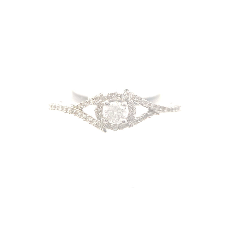 10K White Gold 1/4CT. Diamond Halo Engagement Ring