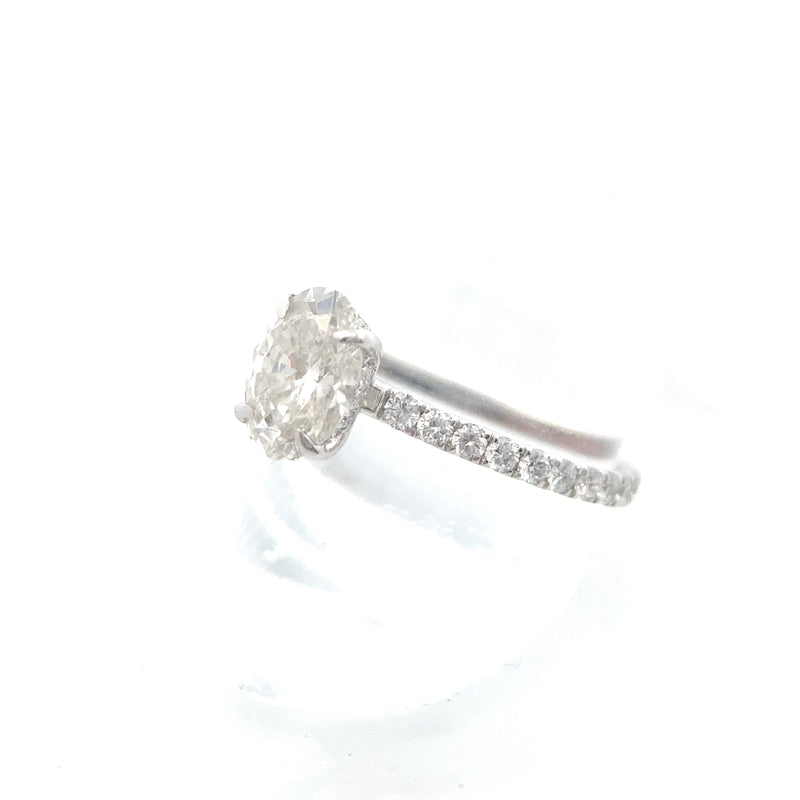 14K White Gold 1-5/8CT. Oval-Cut Lab-Grown Diamond Hidden Halo Engagement Ring