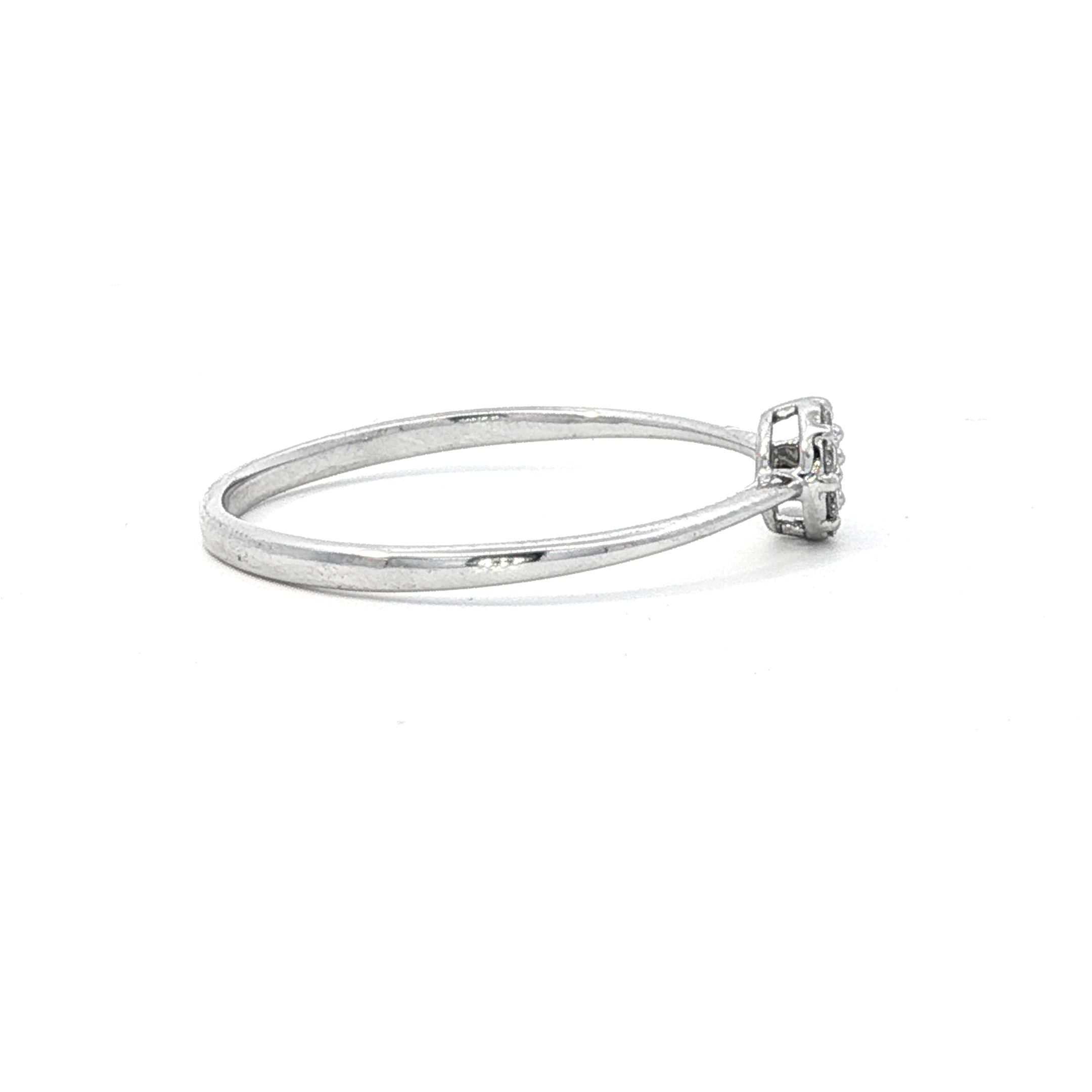 Estate Collection: 14K White Gold 1/10CT. Petite Diamond Baguette Halo Promise Ring