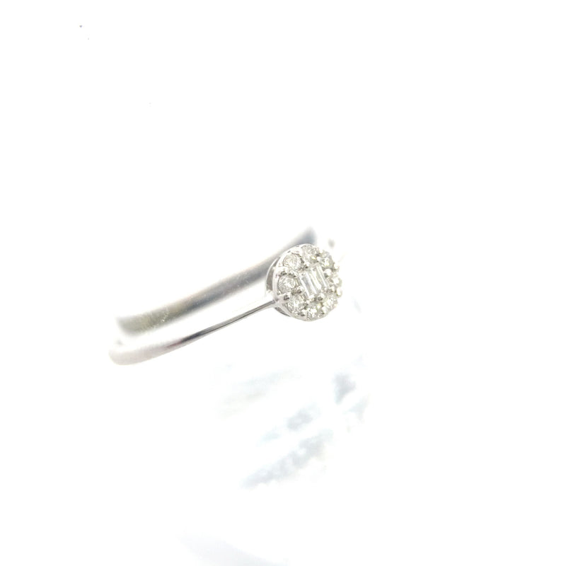 14K White Gold 1/10CT. Petite Diamond Baguette Halo Promise Ring
