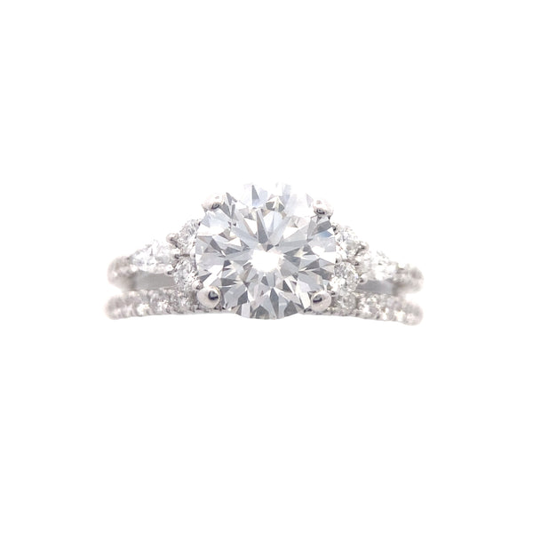 14K White Gold 2CT. Round Center Lab-Grown Diamond Engagement Ring & Wedding Band Set