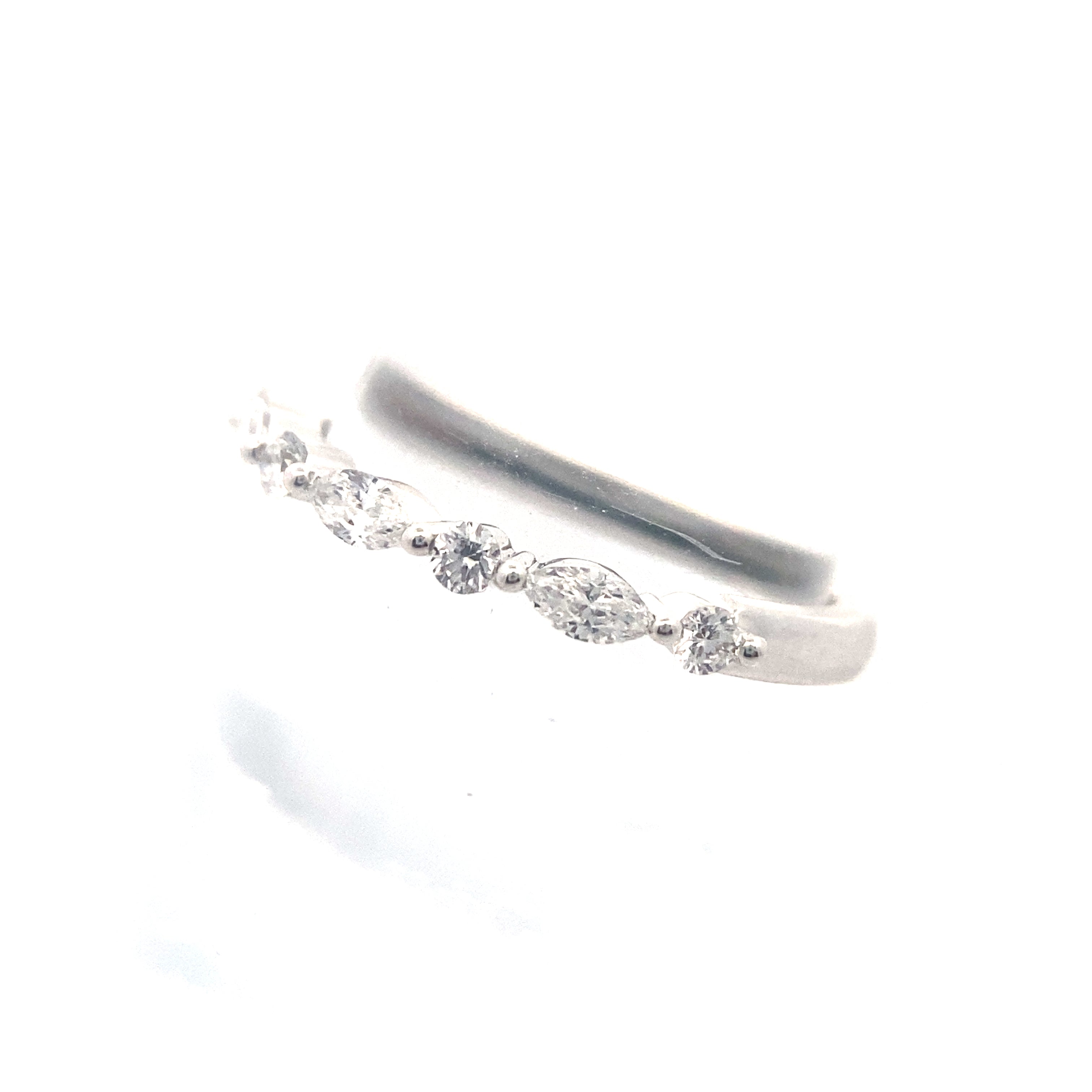 14K White Gold 1/8CT. Lab-Grown Diamond Marquise & Round Wedding Band