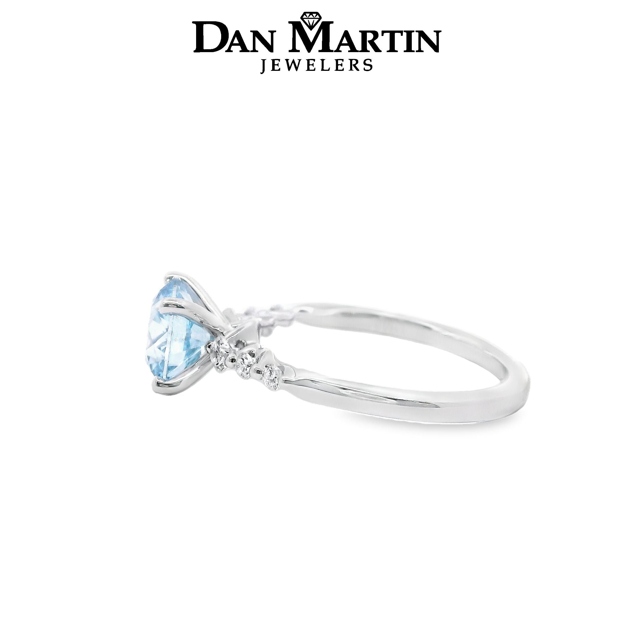 14K White Gold 2.15ct Blue Lab-grown Diamond Engagement Ring