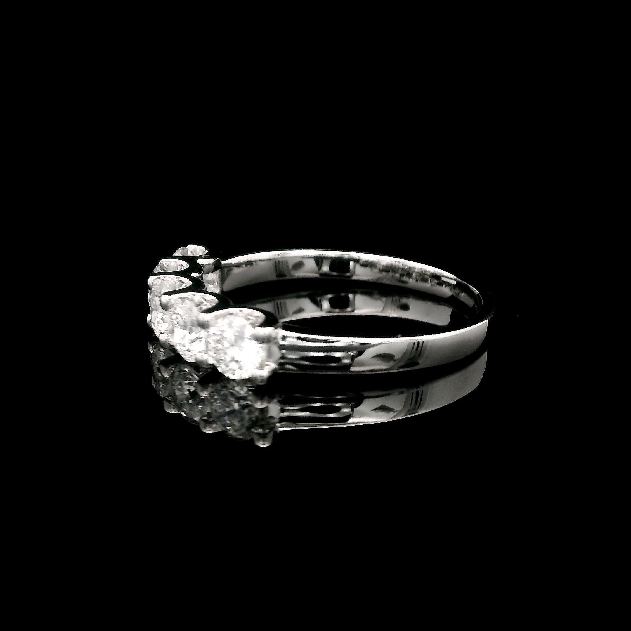 14K White Gold  1ct. Round Lab-Grown 5 Diamond Band