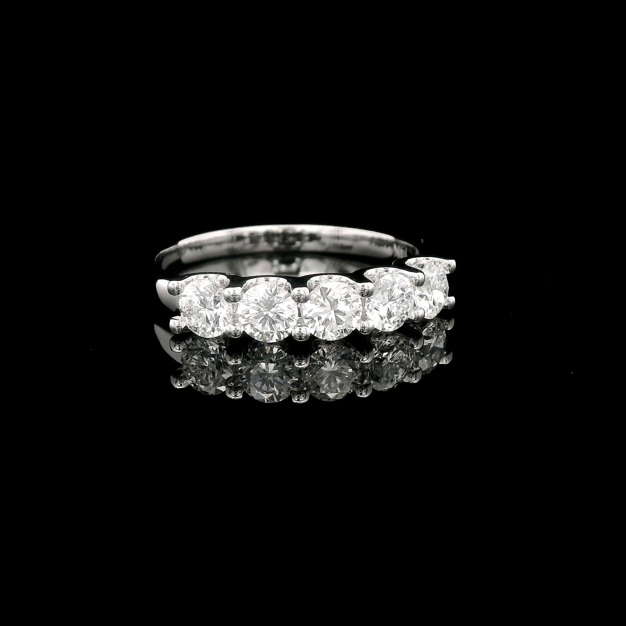 14K White Gold  1ct. Round Lab-Grown 5 Diamond Band