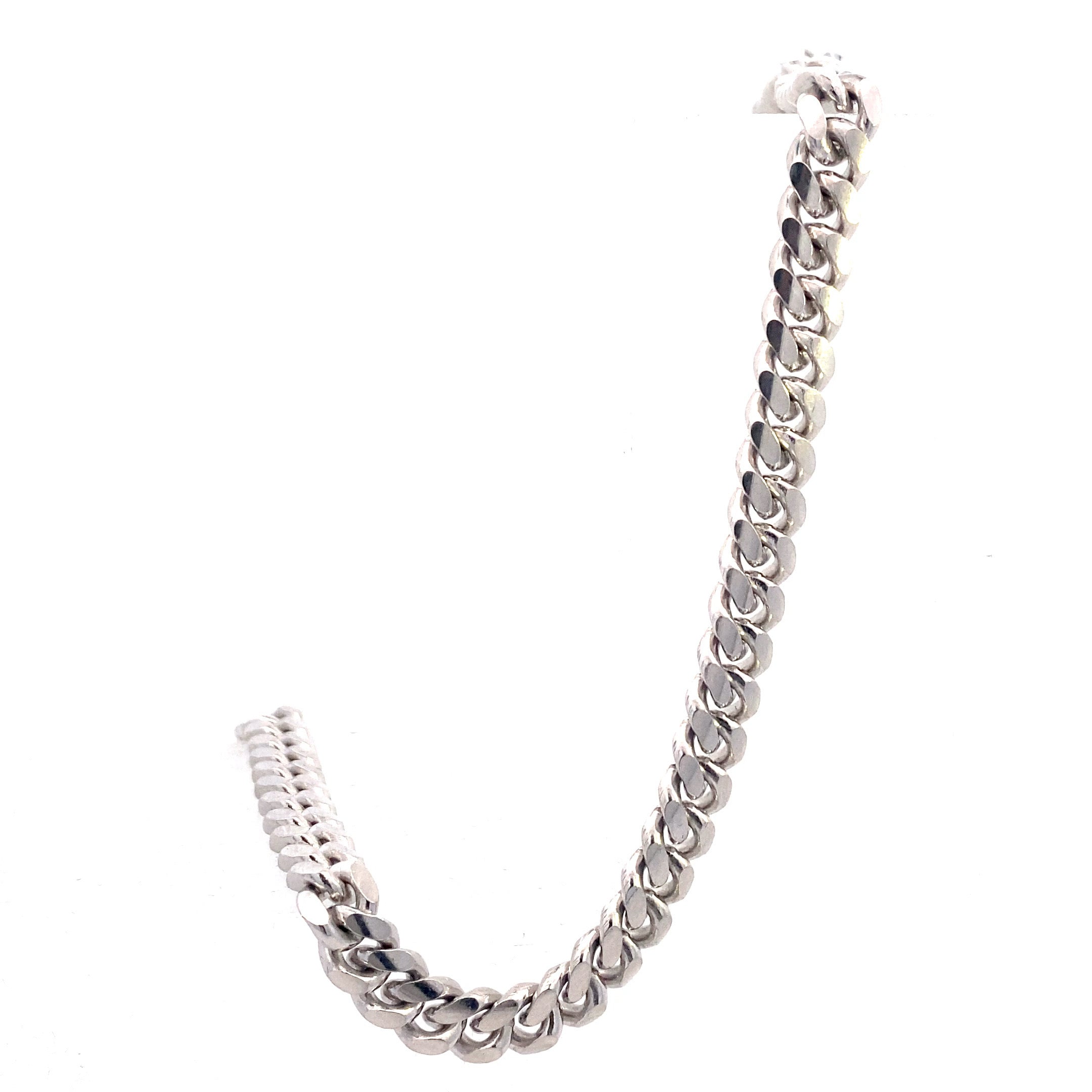 Sterling Silver Polished 5.5MM Curb Chain 8" or 7.25" Bracelet with Tennis Clasp