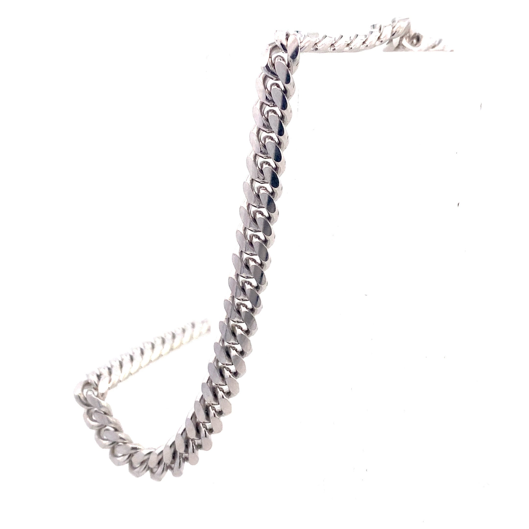 Sterling Silver Polished 5.5MM Curb Chain 8" or 7.25" Bracelet with Tennis Clasp