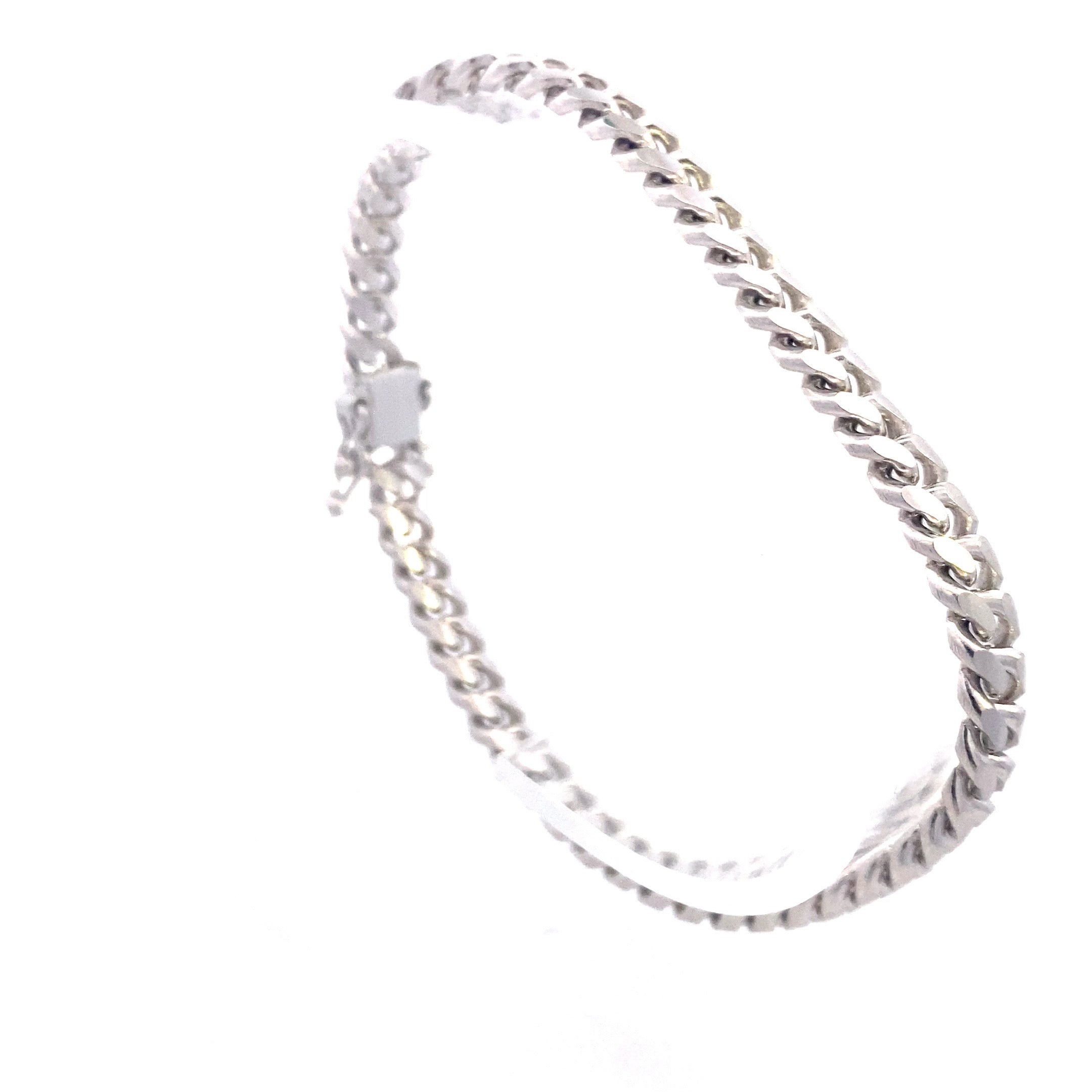 Sterling Silver Polished 5.5MM Curb Chain 8" or 7.25" Bracelet with Tennis Clasp