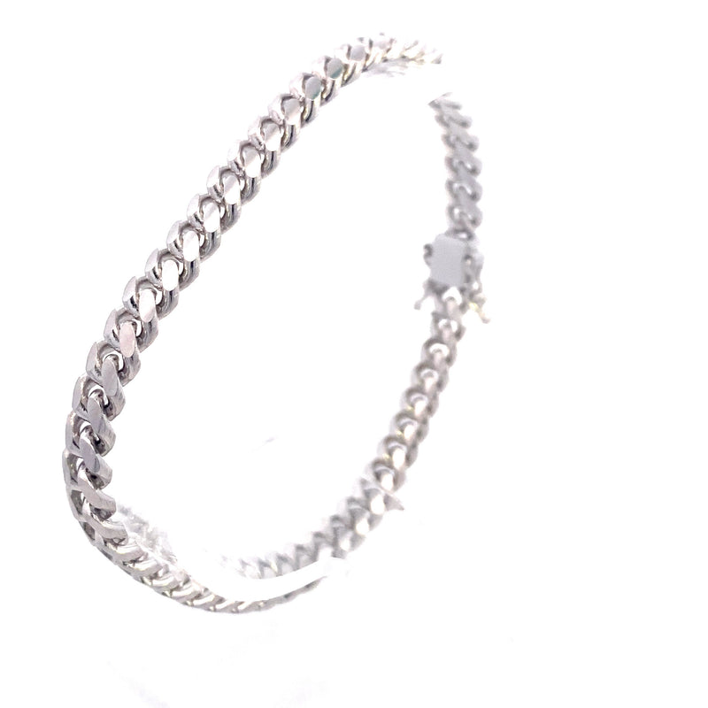 Sterling Silver Polished 5.5MM Curb Chain 8" or 7.25" Bracelet with Tennis Clasp