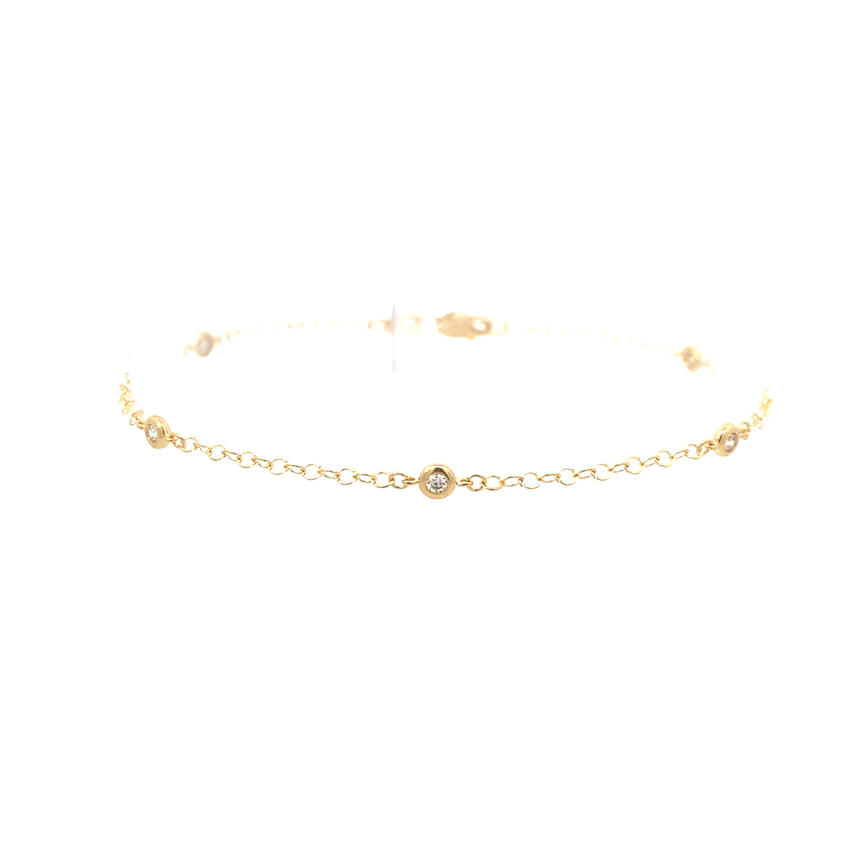 14K Yellow Gold 1/8CT. Diamond Station Bracelet