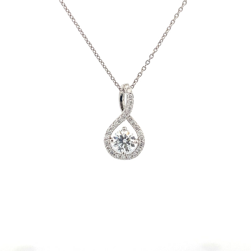 14K White Gold 1/2CT. Round Lab-Grown Diamond Swirl Pendant Necklace
