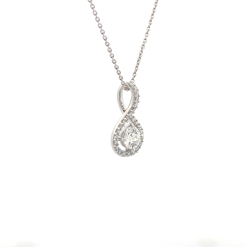 14K White Gold 1/2CT. Round Lab-Grown Diamond Swirl Pendant Necklace