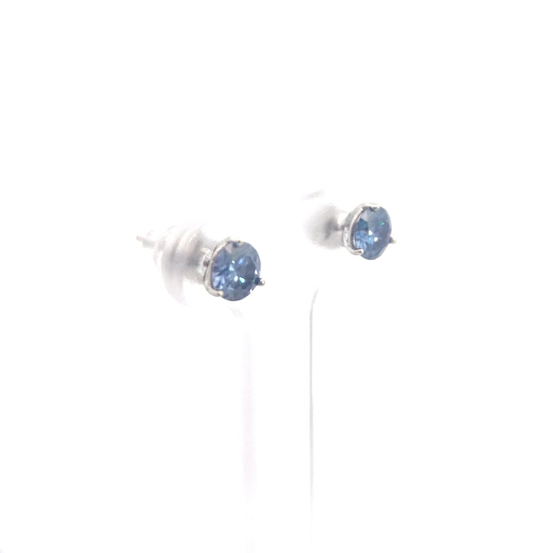 14K White Gold 1CT. Blue Moissanite Stud Earrings