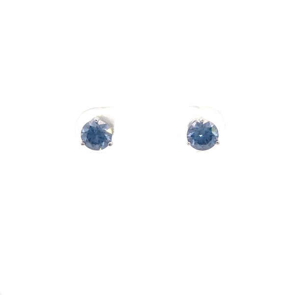 14K White Gold 1CT. Blue Moissanite Stud Earrings