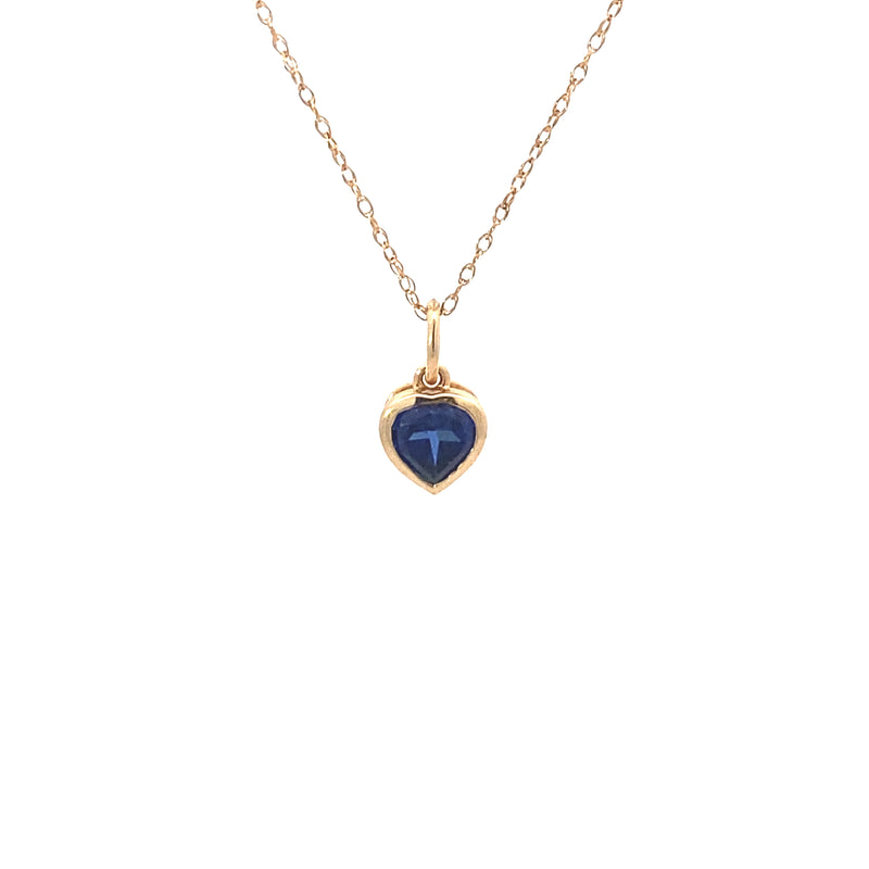 10K Yellow Gold 1/2CT. Lab-Created Sapphire Heart-Shaped Pendant
