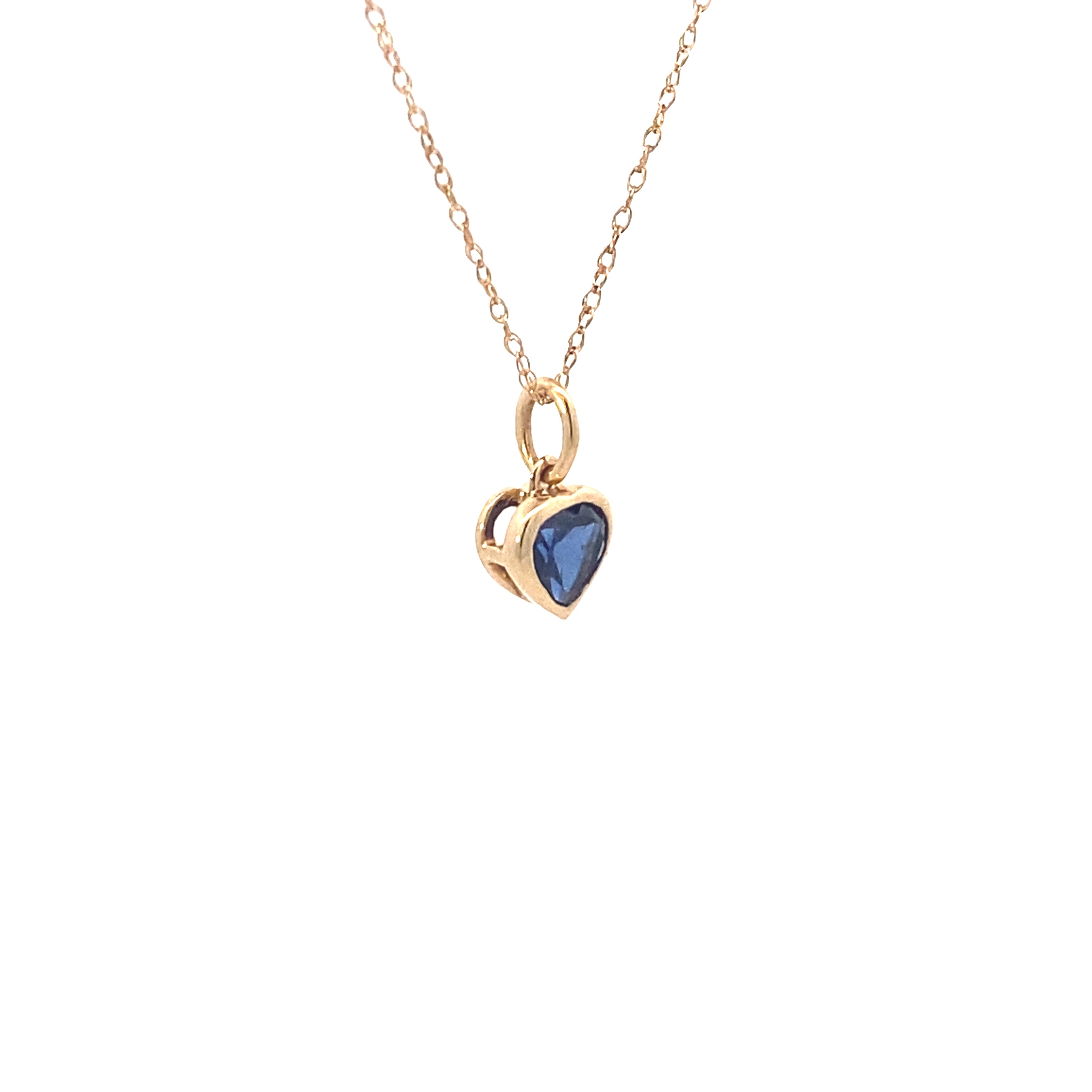 10K Yellow Gold 0.5CTW. Lab-Created Sapphire Heart Pendant Necklace
