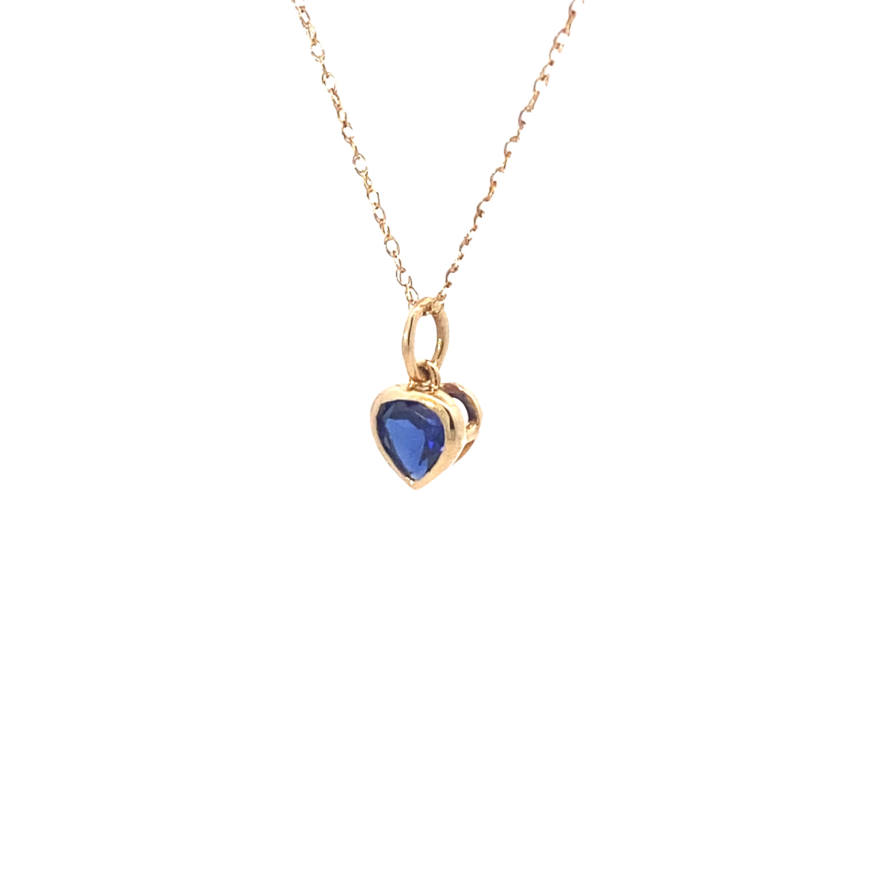 10K Yellow Gold 0.5CTW. Lab-Created Sapphire Heart Pendant Necklace