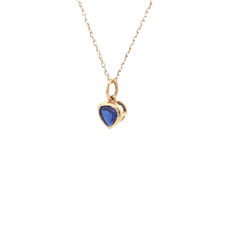 10K Yellow Gold 1/2CT. Lab-Created Sapphire Heart-Shaped Pendant
