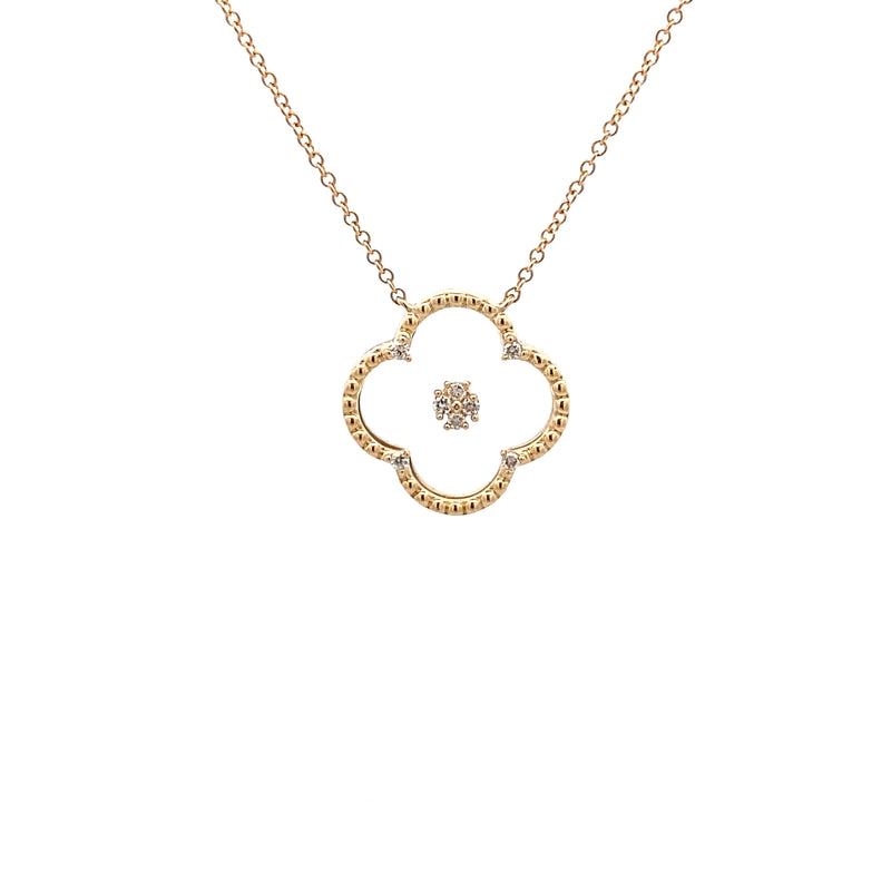 14K Yellow Gold 1/20CT. Diamond & Glass Clover Pendant