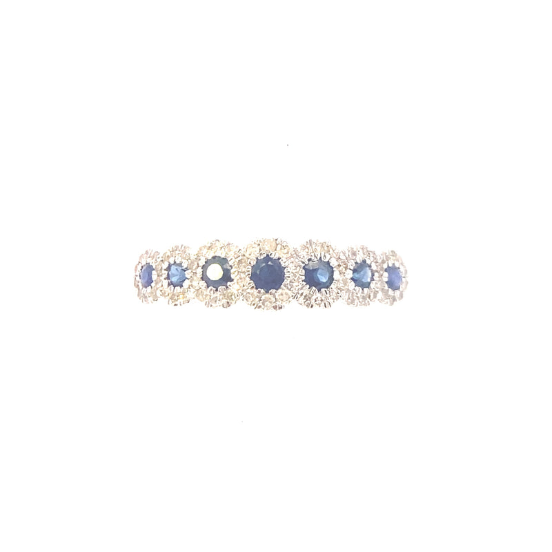10K White Gold Sapphire and 1/5CT. Diamond Ring