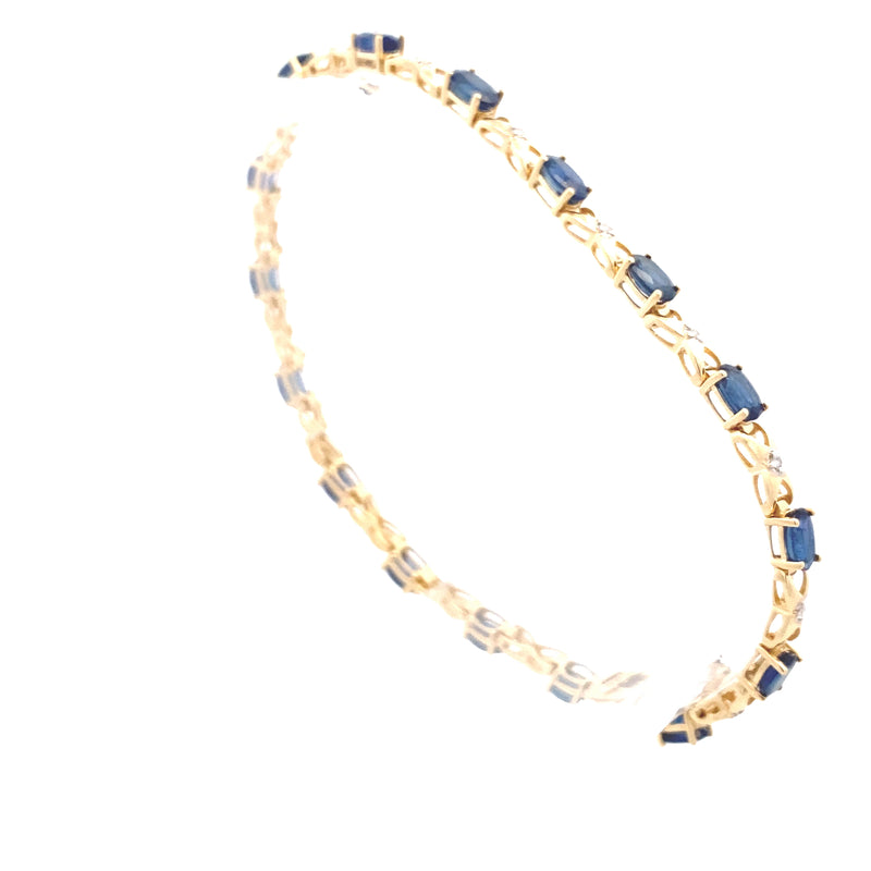 14K Yellow Gold Sapphire & Diamond X-O Bracelet