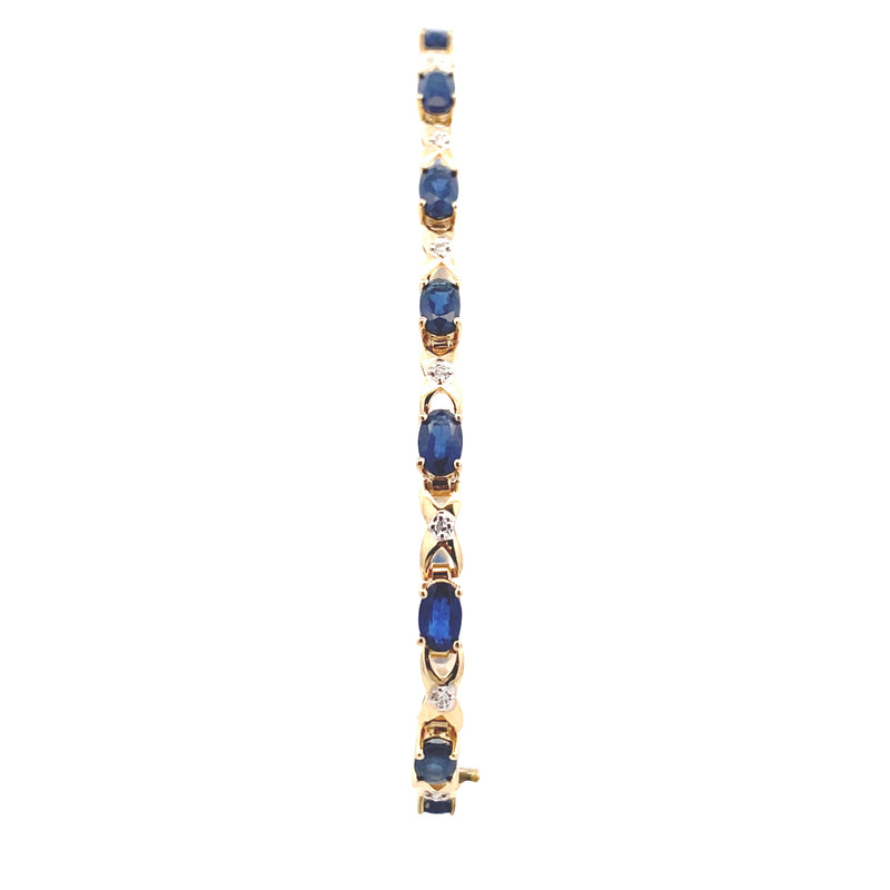 14K Yellow Gold Sapphire & Diamond X-O Bracelet