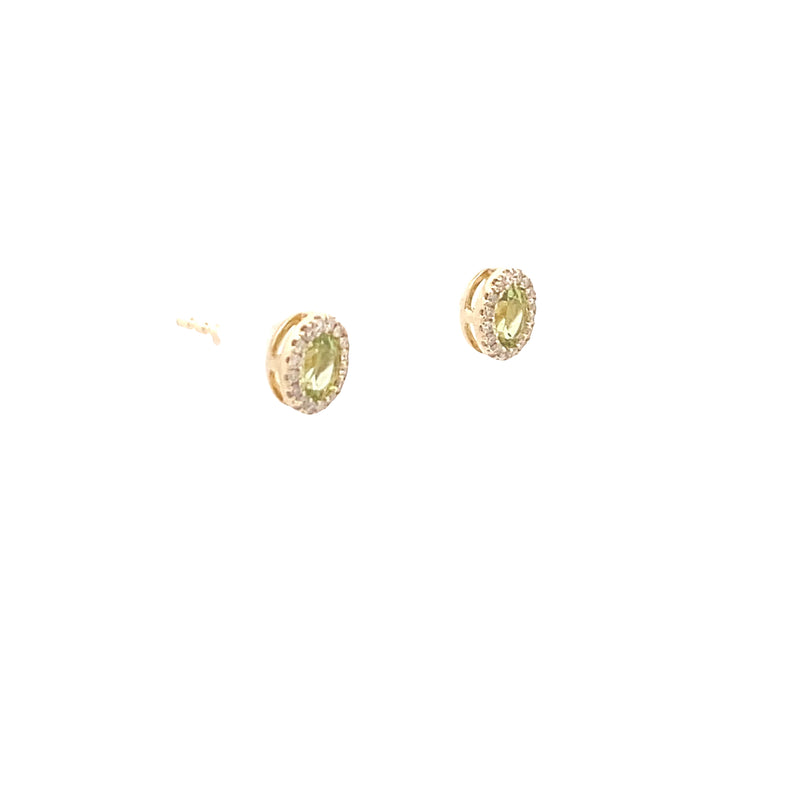 10K Yellow Gold 1/8CT. Citrine & 1/20CT. Diamond Halo Stud Earrings