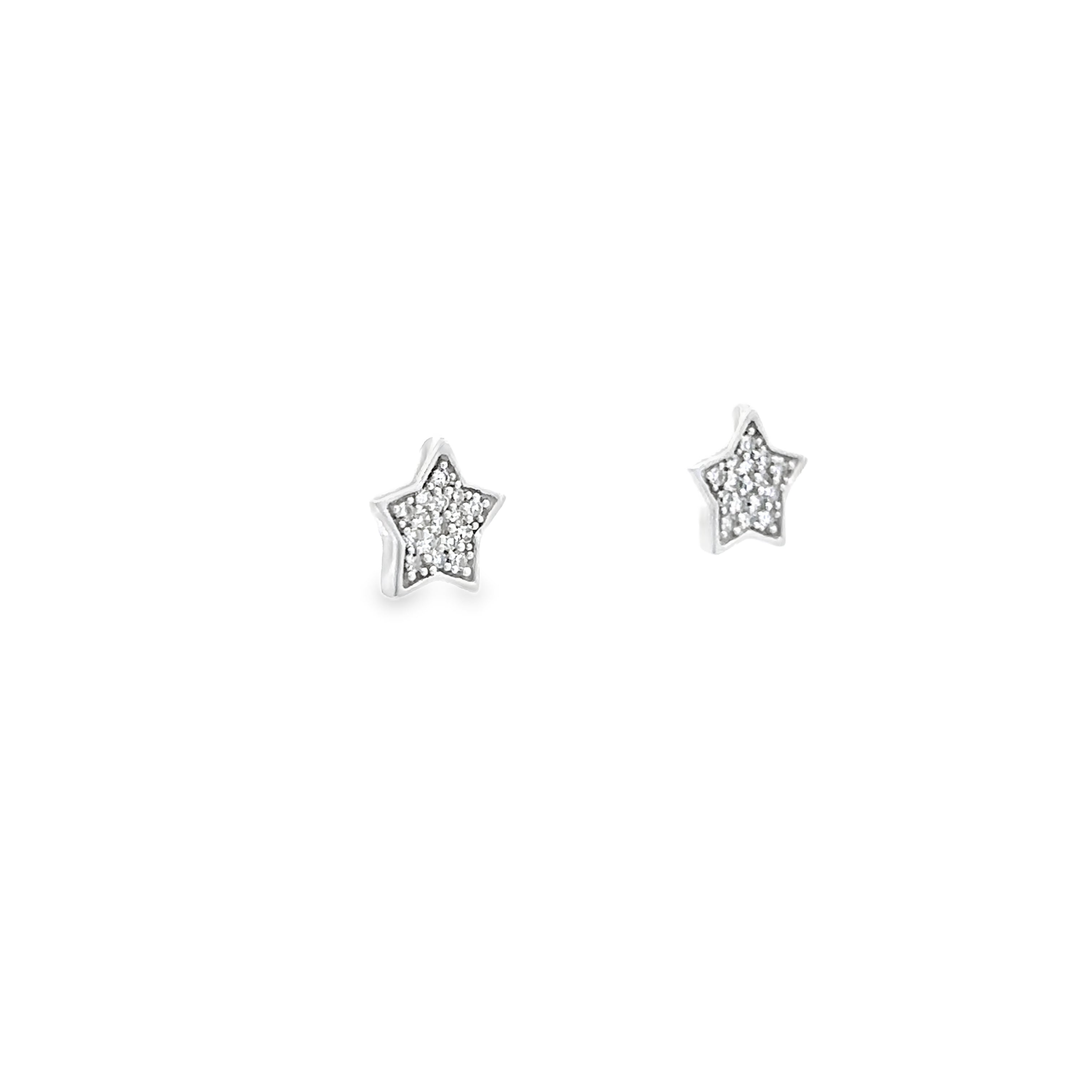 10K White Gold 1/10CT. Diamond Star Stud Earrings