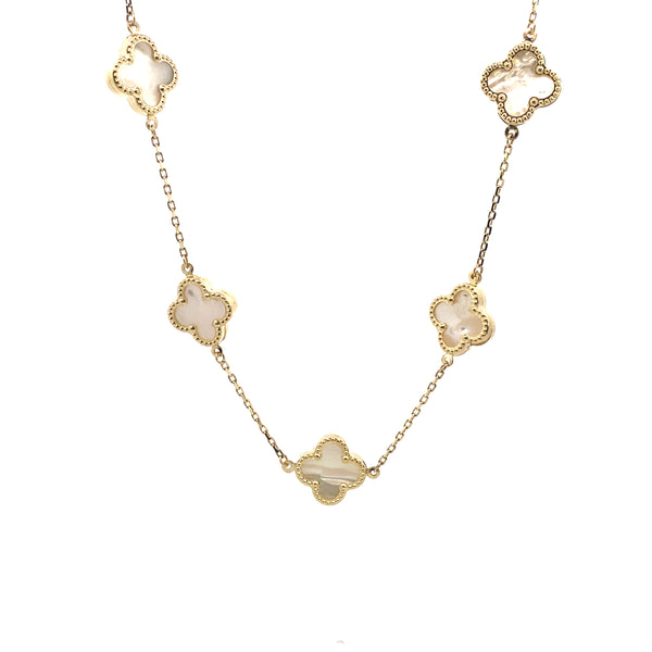 10K Yellow Gold Mother-of-Pearl "Alhambra" Clover-Inspired 17" Station Necklace