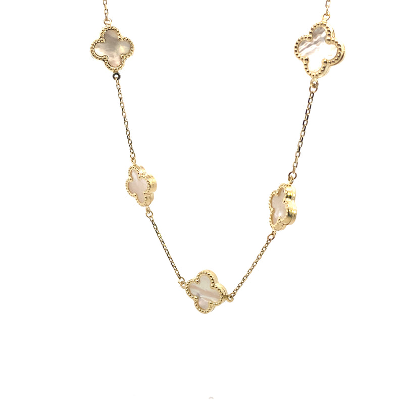 10K Yellow Gold Mother-of-Pearl "Alhambra" Clover-Inspired 17" Station Necklace