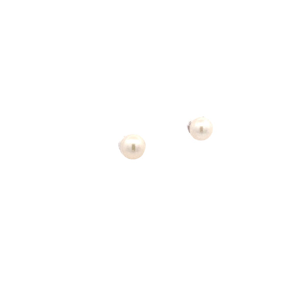 14K White Gold Pearl 4-1/2MM Round Birthstone Stud Earrings