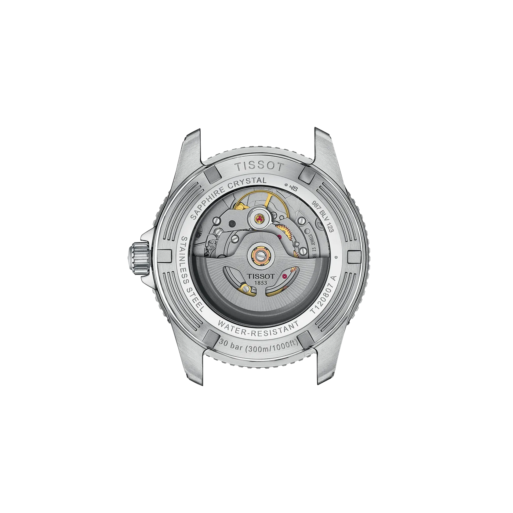 Tissot watch with mechanical movement on a white background