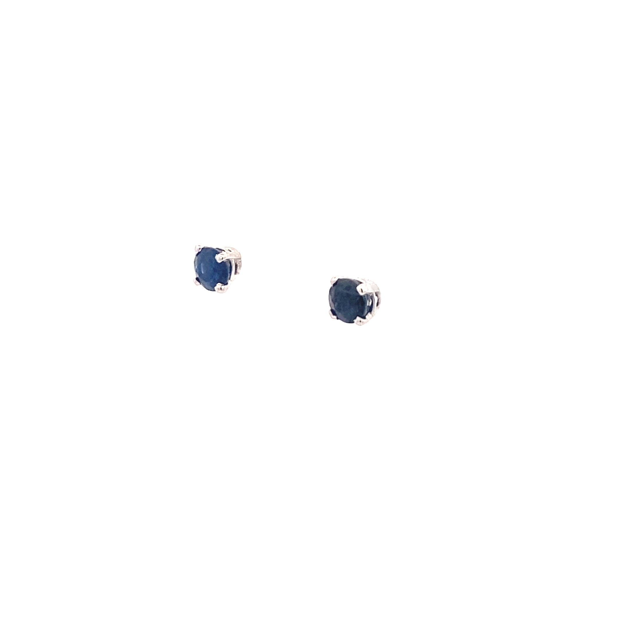 14K White Gold Sapphire 4MM Round Birthstone Stud Earrings